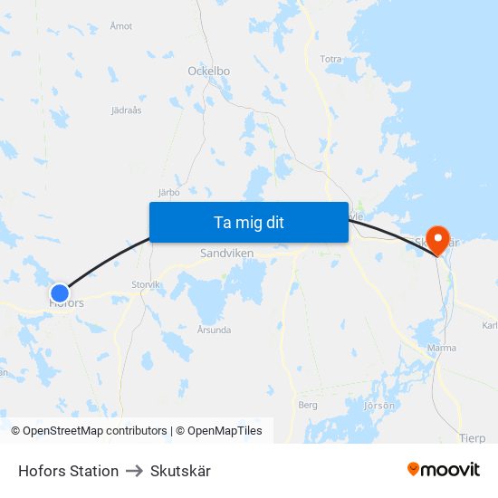 Hofors Station to Skutskär map