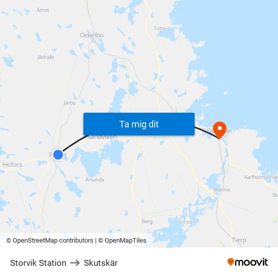 Storvik Station to Skutskär map