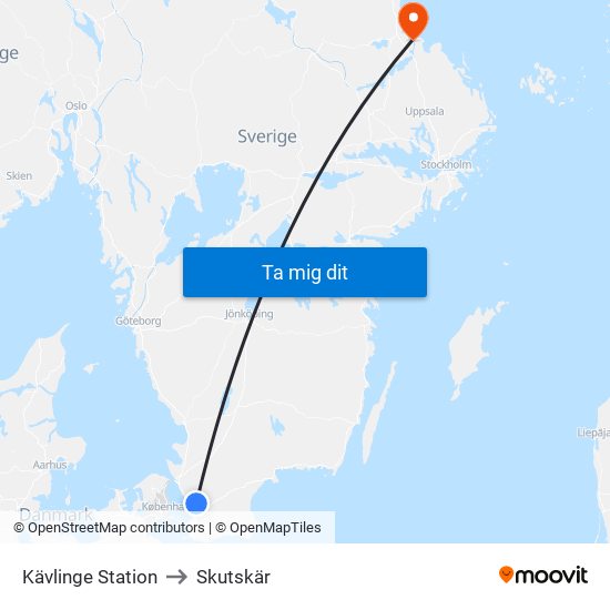 Kävlinge Station to Skutskär map