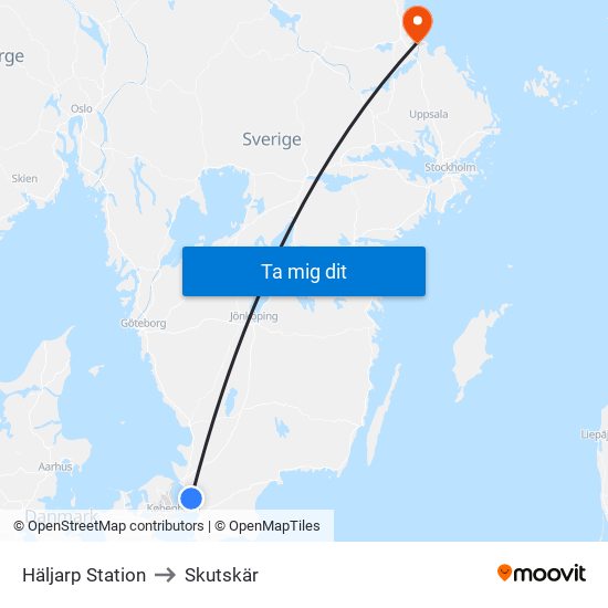 Häljarp Station to Skutskär map