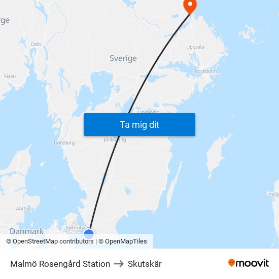 Malmö Rosengård Station to Skutskär map