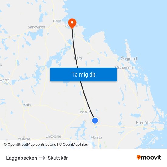 Laggabacken to Skutskär map