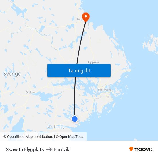Skavsta Flygplats to Furuvik map
