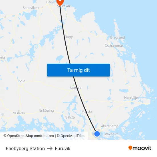 Enebyberg Station to Furuvik map