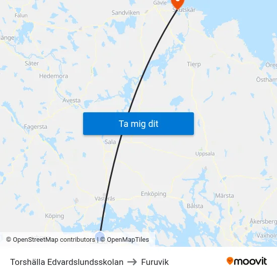 Torshälla Edvardslundsskolan to Furuvik map