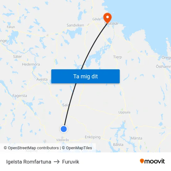 Igelsta Romfartuna to Furuvik map