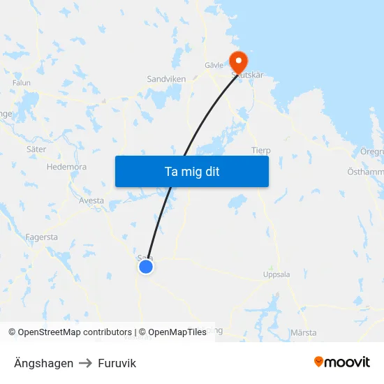 Ängshagen to Furuvik map