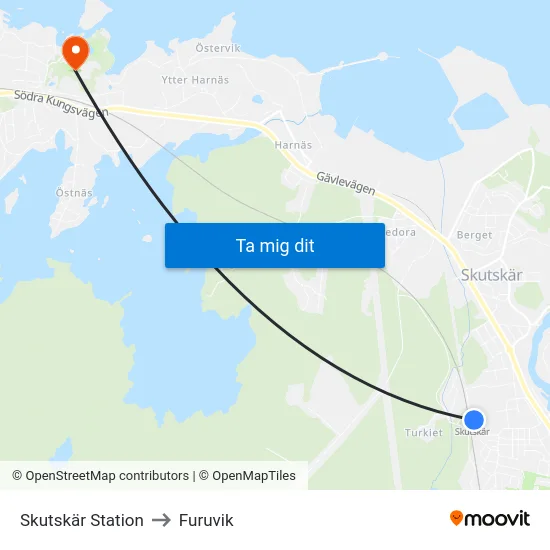 Skutskär Station to Furuvik map