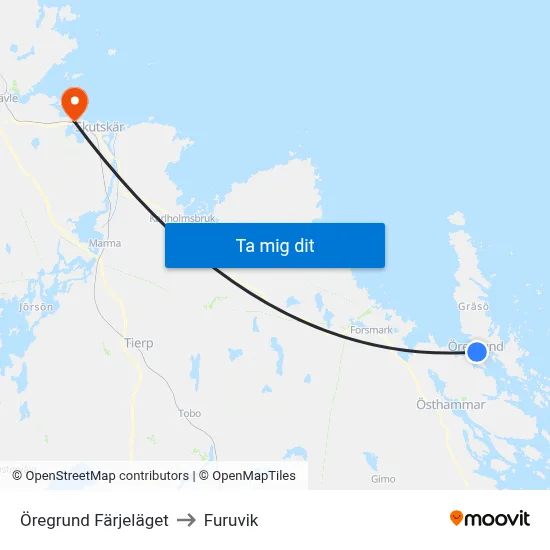 Öregrund Färjeläget to Furuvik map