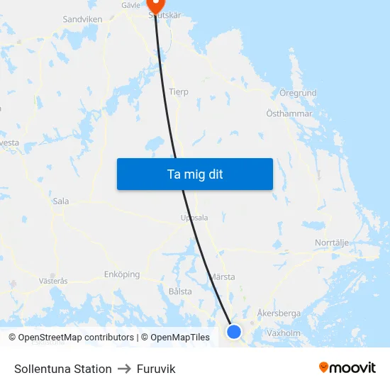 Sollentuna Station to Furuvik map
