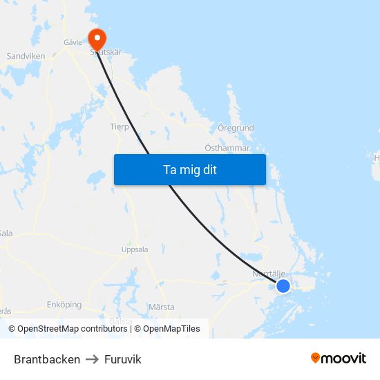 Brantbacken to Furuvik map