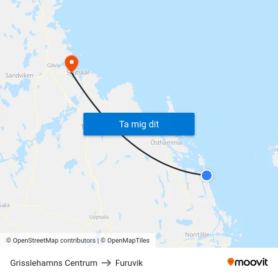 Grisslehamns Centrum to Furuvik map