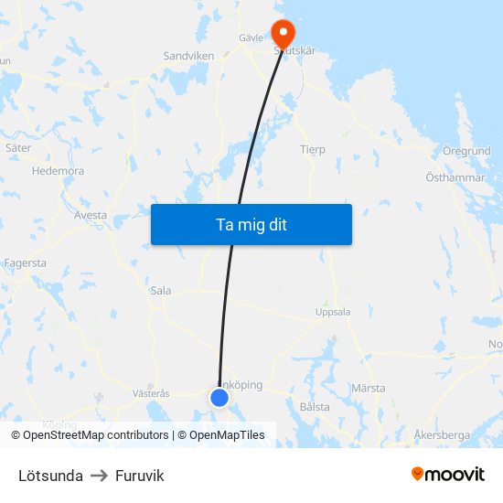 Lötsunda to Furuvik map