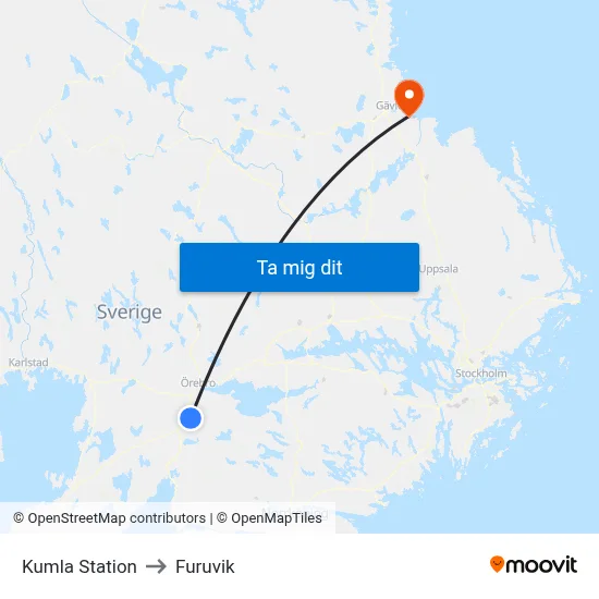 Kumla Station to Furuvik map