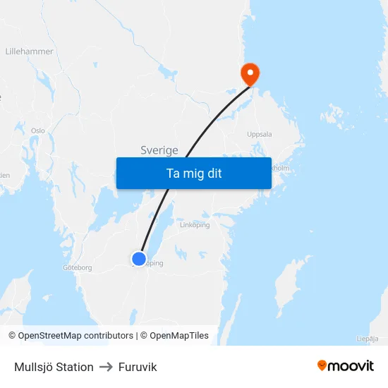 Mullsjö Station to Furuvik map