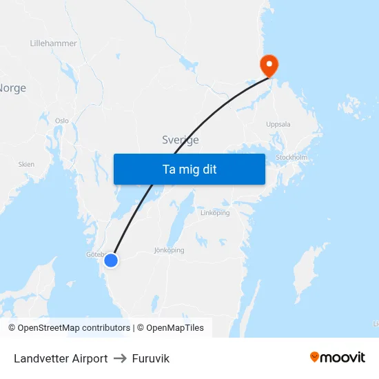 Landvetter Airport to Furuvik map