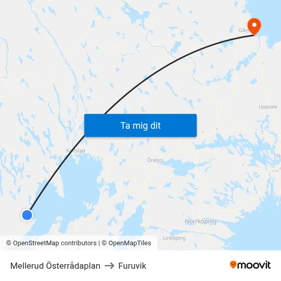 Mellerud Österrådaplan to Furuvik map
