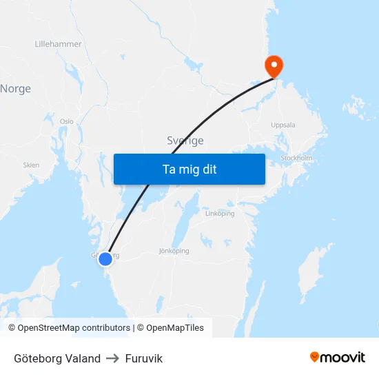 Göteborg Valand to Furuvik map
