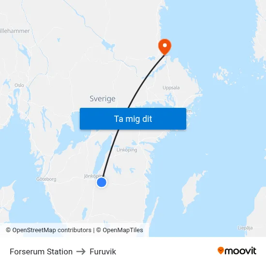 Forserum Station to Furuvik map