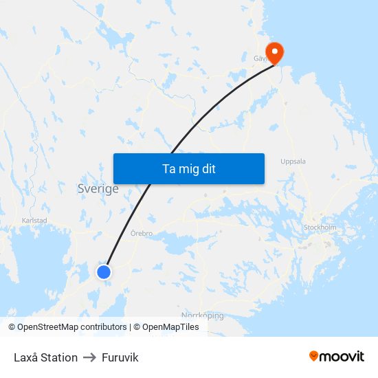 Laxå Station to Furuvik map