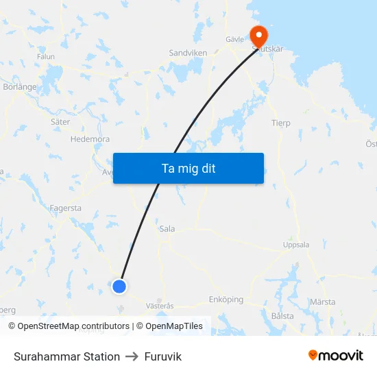 Surahammar Station to Furuvik map