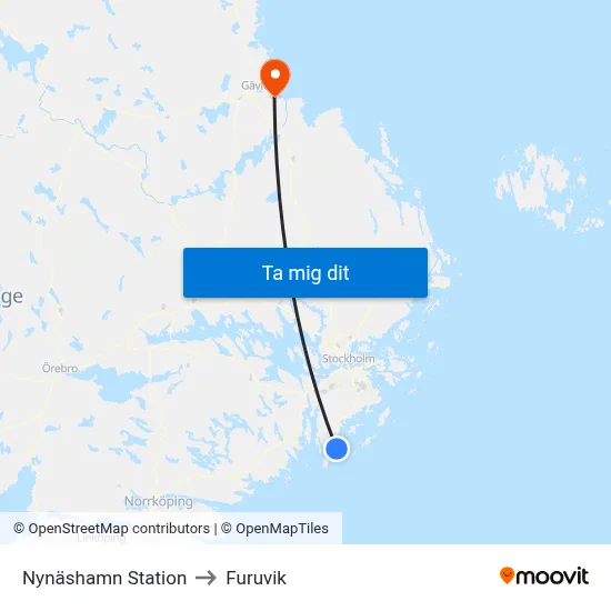 Nynäshamn Station to Furuvik map