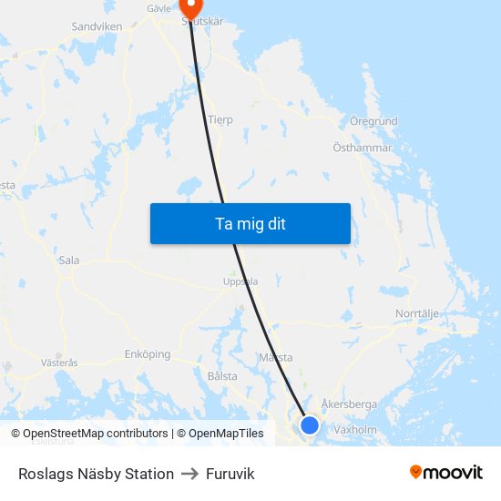 Roslags Näsby Station to Furuvik map