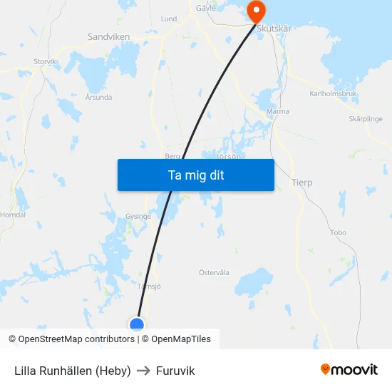 Lilla Runhällen (Heby) to Furuvik map