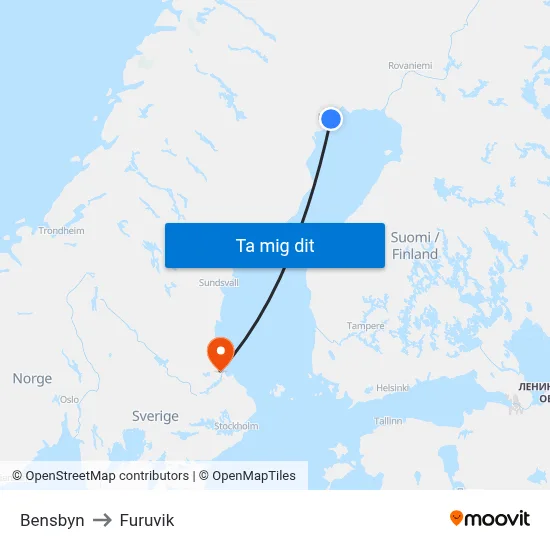 Bensbyn to Furuvik map