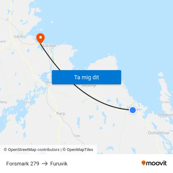 Forsmark 279 to Furuvik map