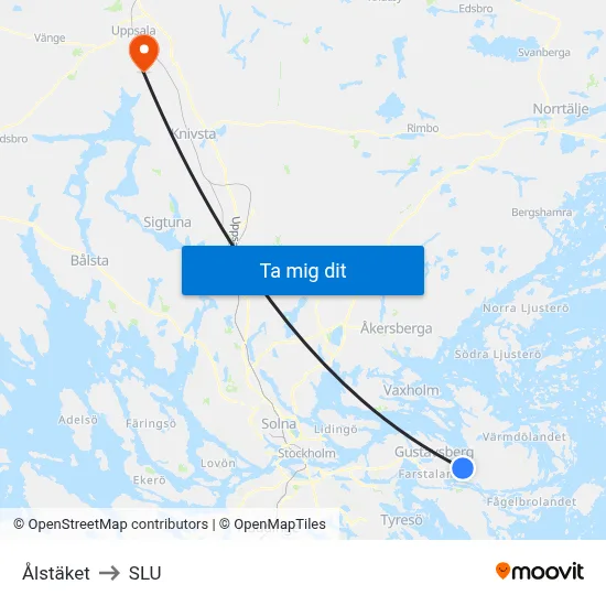 Ålstäket to SLU map