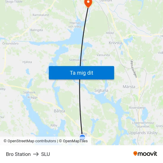 Bro Station to SLU map