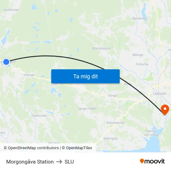 Morgongåva Station to SLU map