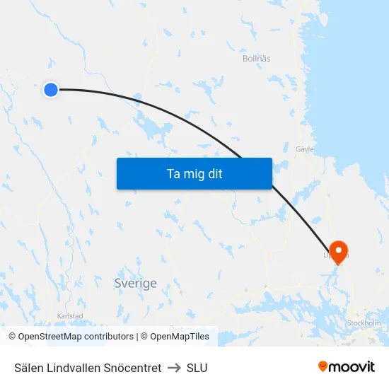 Sälen Lindvallen Snöcentret to SLU map