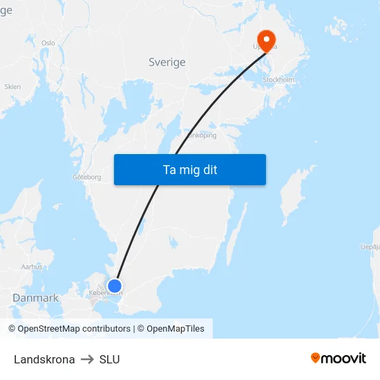 Landskrona to SLU map