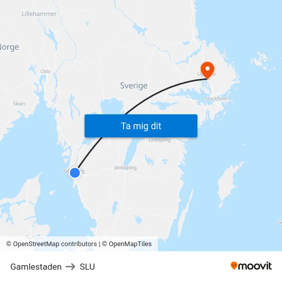 Gamlestaden to SLU map