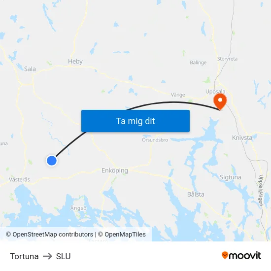 Tortuna to SLU map