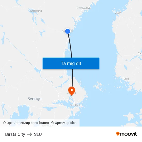 Birsta City to SLU map