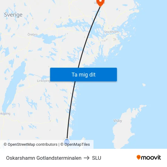 Oskarshamn Gotlandsterminalen to SLU map