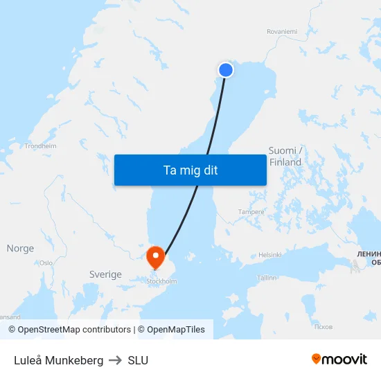 Luleå Munkeberg to SLU map