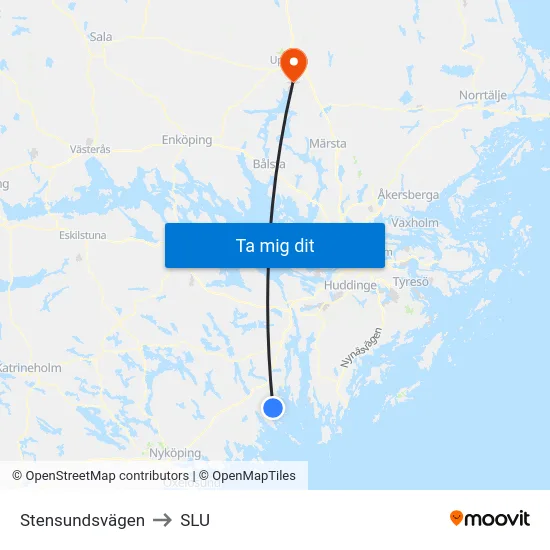 Stensundsvägen to SLU map