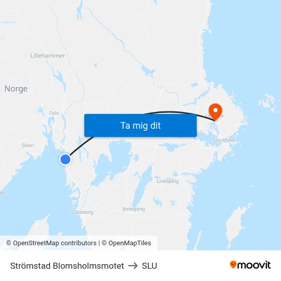 Strömstad Blomsholmsmotet to SLU map