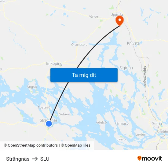 Strängnäs to SLU map