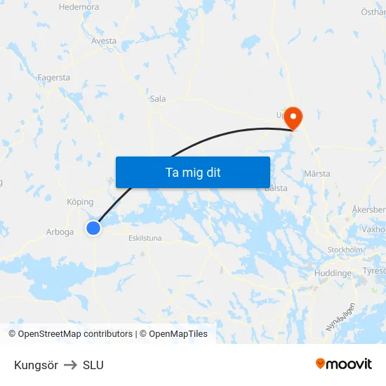 Kungsör to SLU map