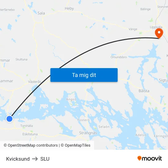 Kvicksund to SLU map