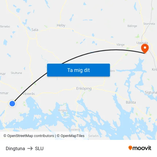 Dingtuna to SLU map