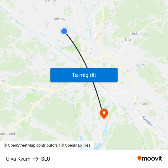 Ulva Kvarn to SLU map