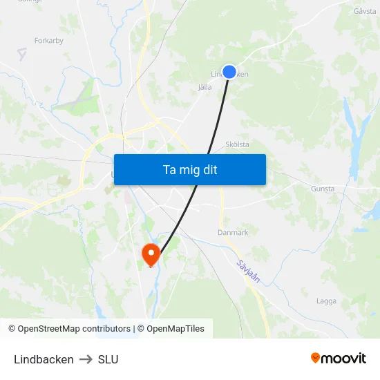 Lindbacken to SLU map