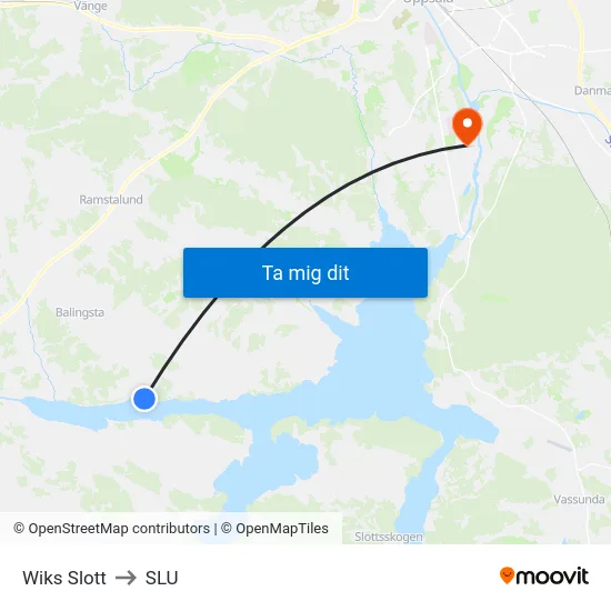 Wiks Slott to SLU map