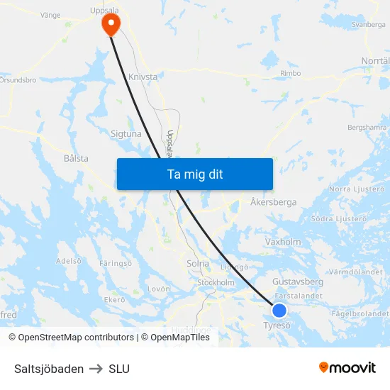 Saltsjöbaden to SLU map